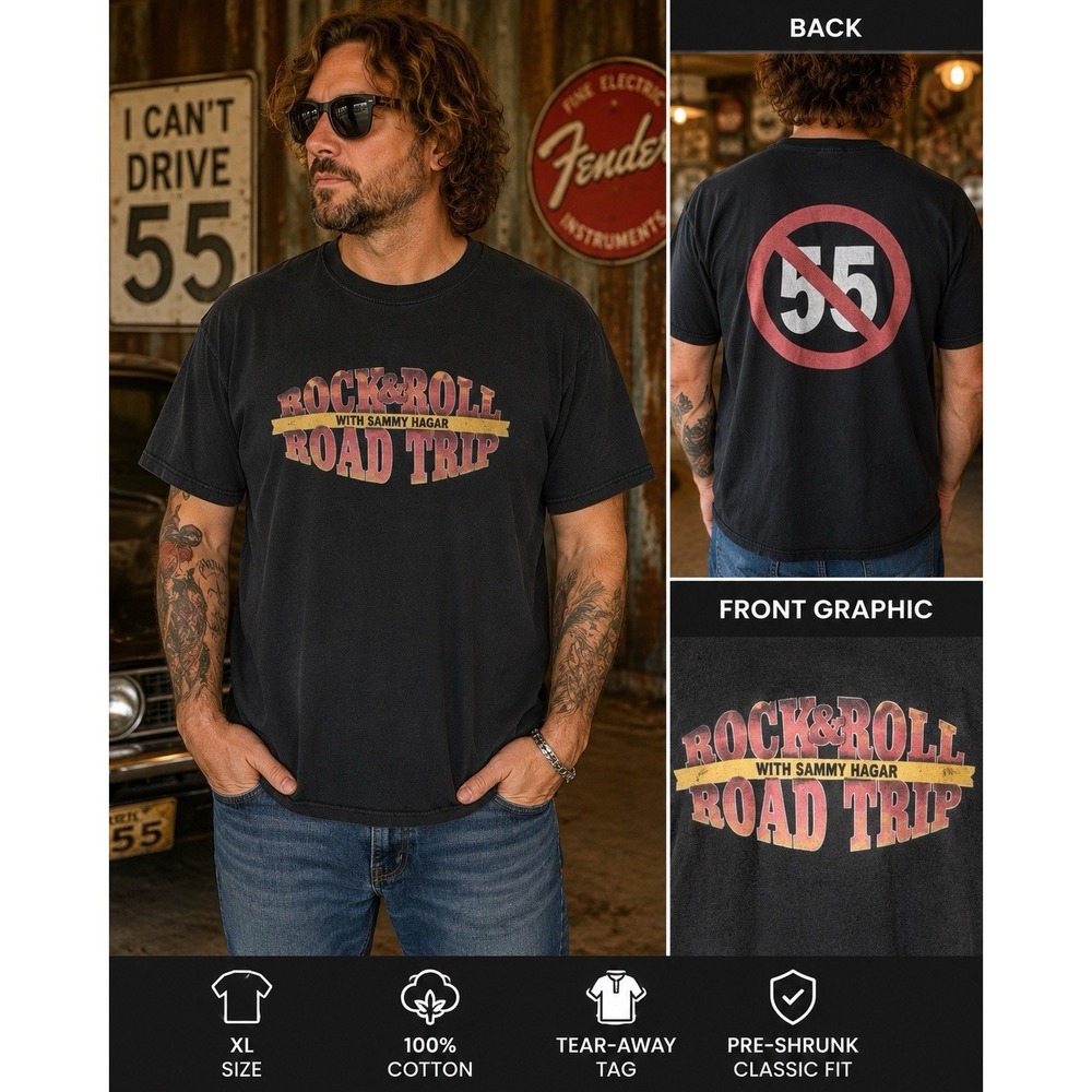 Sammy Hagar Rock & Roll Road Trip I Cant Drive 55 Black Graphic Band T-Shirt XL